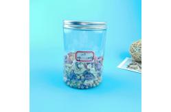 China 32 Oz Straight Clear Plastic Food Storage Jars With Silver Screw Lids supplier