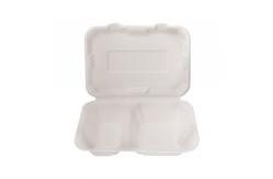 China Customized Burger Box Biodegradable 2-Room Disposable Sugarcane Lunch Box Takeout Burger Box supplier