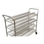 Four Tier  Industrial Wire Shelving / Silver Steel Antistatic Warehouse Trolley for sale