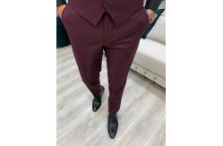 China Burgundy Slim Fit Tuxedo Three Piece Suit 65% Polyester 32% Viscone 3% Lycra supplier