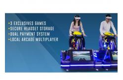 China RGB LED Four Player Virtual Reality Motorcycle , Black VR Amusement Game Machine supplier