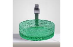 China Modern 1 Hole Glass Wash Basin With Mounting Hardware Bathroom Sink Vessel supplier