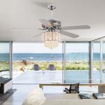 18w Flush Mount Crystal Chandelier Ceiling Fan