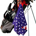 Portable Polyester Sublimated Microfiber Waffle Weave Custom Print Golf Towel with clip