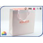 White Paper Shopping Bags With Handles Pantone Printed Inside for sale