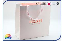 China White Paper Shopping Bags With Handles Pantone Printed Inside supplier