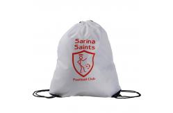 China PU Corner 210D White Waterproof Polyester Drawstring Bags supplier