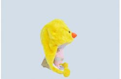 China High Elasticity Plush Animal Hats , Yellow Chicken Design Plush Winter Hat supplier