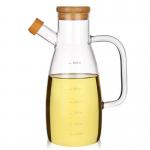 Clear 650ml Glass Olive Oil Bottle With Bamboo Lid for sale