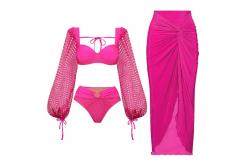 China Wire Free Support Three Piece Swimwear In Regular Nylon Appearance supplier