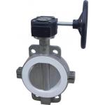 Worm Gear Driven Stainless Steel Body And PTFE Seated Wafer Type Butterfly Valve for sale