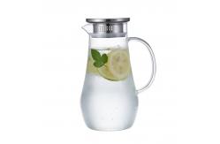 China Hand Blown 1400ml Glass Water Pitcher Transparent Beverage Juice Carafe supplier