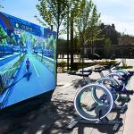 Dynamic Bike VR Game Fitness Interactive Wall Projection Outdoor / Indoor for sale