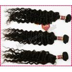 Weft Deep Wave Peruvian Virgin Remy Human Hair Extensions Black 14 - 28