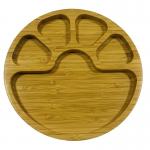 22*22*1.8cm Sustainable Bamboo Dog Paw Shape Partition Round Dinner Plate for Sustainable for sale