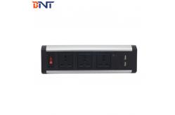 China Silver / Black Desktop Mounted Power Outlet , Desk Mounted Power Sockets supplier