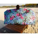 Custom Made Logo Private Label Digital Printing Sublimated Green Leaf Design Microfiber Beach Towels for sale