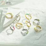 18k Gold Plated Square Diamond Rings Jewelry Adjustable Colorful Enamel Zircon for sale