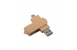 China Customized Vibrant Beige USB With Laser Engraved Logo Recyclables Materials supplier