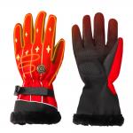 Red Finger Touch Screen Electric Heated Snowboard Gloves Lycra Battery Powered Work Gloves for sale