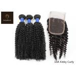 12inch Kinky Curly Human Hair Bundles With Closure for sale