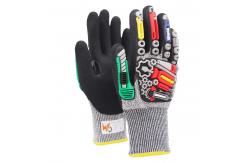 China 13 Gauge 4X43CP Nitrile Sandy Touchscreen Gloves With TPR Impact Protection supplier