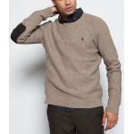 80 Lambswool 20 Nylon Knitted Pullover Mens , Chunky Pullover Sweater With Intarsia Elbow