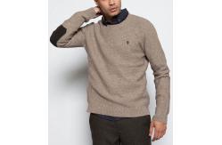 China 80 Lambswool 20 Nylon Knitted Pullover Mens , Chunky Pullover Sweater With Intarsia Elbow supplier