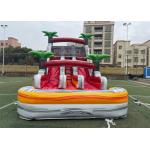 PVC Stripes Double Lane Water Park Games Slide With Pool for sale