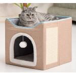 Warming 2 In 1 Cat Bed Foldable Cave Shape High Elastic Foam Pet Cat Bed for sale