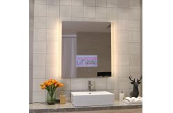 China Frameless Illuminated Bathroom Wall Mirror With Touch Screen LCD TV And Defogger supplier