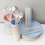 28pcs Household Kitchen Flatware Sets ODM Wheat Straw Tableware Set