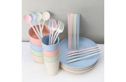China 28pcs Household Kitchen Flatware Sets ODM Wheat Straw Tableware Set supplier