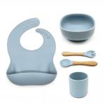 Portable Multicolor Silicone Dinnerware Set Bib And Bowl BPA Free for sale