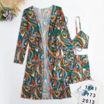 Ladies Three Piece Swimwear Bikini Solid Color 3 Piece Swimsuit Floral Special Fabric for sale