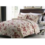 White Quilted Bedspreads And Coverlets 3pcs Printed Machine Quilting for sale