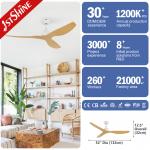 52 Modern DC Ceiling Fan with ABS Wood-Look ABS Blades