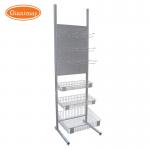 Exhibition Display Stand with Baskets and Hooks Metal Racks for sale