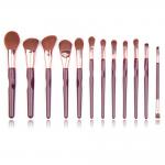12pcs Three Concave Synthetic Hair Makeup Brush With Wooden Handle for sale