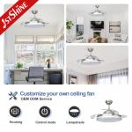 LED Retractable Ceiling Fan Light 3 Speed Remote Control Modern