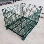 Galvanized 1200*1000*890mm Foldable Lockable Wire Mesh Transport Metal Storage Wire Mesh Pallet Cage for sale