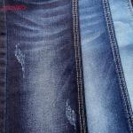 Women Jeans Fresh Stretch Denim Fabric With Clear Warp Slub Dark Blue Color for sale