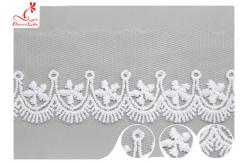 China Polyester Width 3CM Ribbon Embroidered Lace Trim For Wedding Dress supplier
