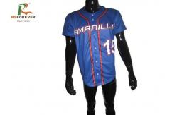 China 3D Printed Custom Team Sportswear Blue Baseball Jersey With Button Opening supplier