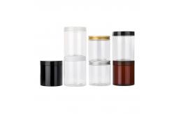 China Amber Clear PET Plastic Storage Jars With Aluminum Plastic Screw Cap supplier