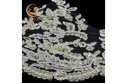 China Decorative Beaded Lace Trim Water Soluble Embroidery 135cm Width supplier