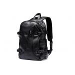 Durable Black Leather Business Casual Backpack Waterproof With USB Charging for sale