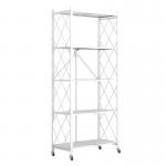 Collapsible 5 Tiers Metal Home Organizer Rack Shelf With Castors for sale