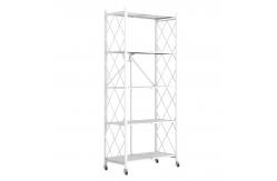 China Collapsible 5 Tiers Metal Home Organizer Rack Shelf With Castors supplier