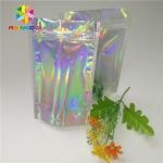Custom Printing Plastic Cosmetic Bags Three Side Seal Hologram Laser Wateproof Pouch for sale